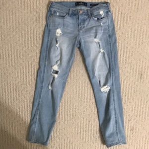 Hollister low rise boyfriend jeans.